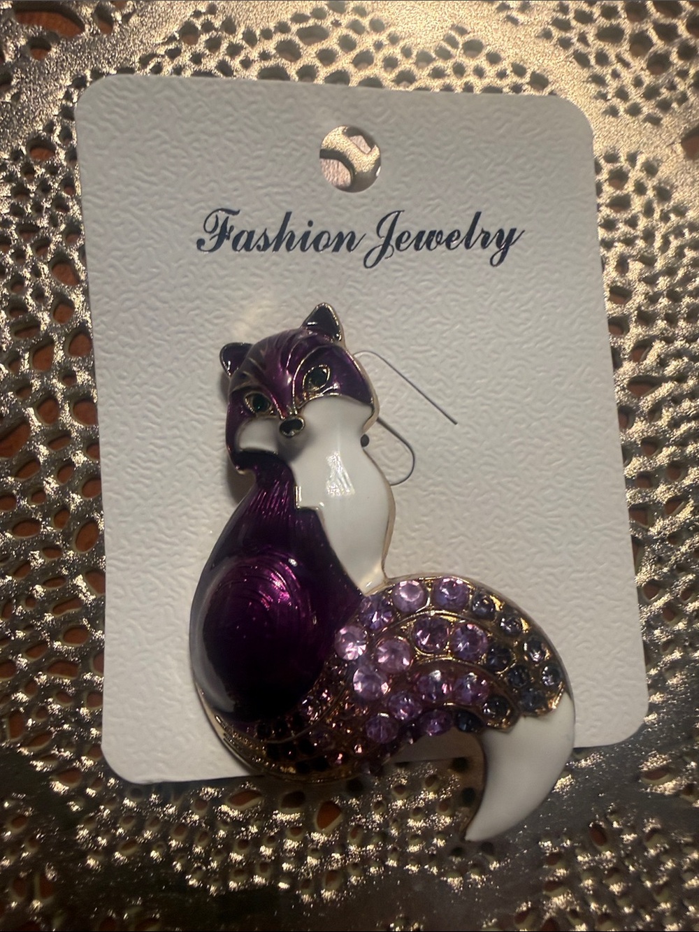 Purple Fox Crystal Brooch - Fashion Jewelry